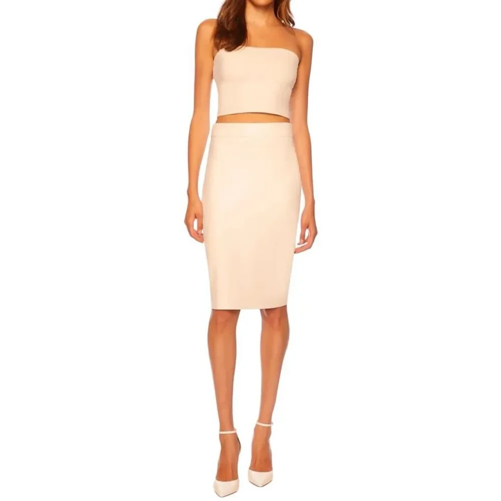 Susana Monaco Essential Faux Leather Pencil Skirt in Opal Small - Picture 15 of 16